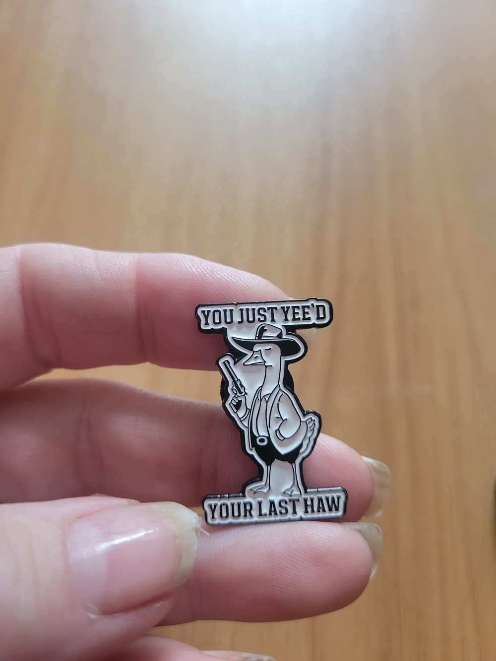 👻BUY 1 GET 1 FREE👻You Just Yee'd Enamel Pin - Black & White Cowboy Chicken